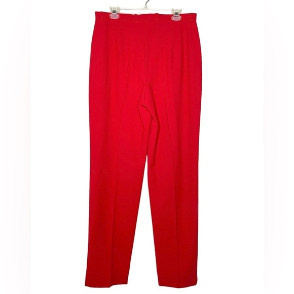 Escada Red Crepe Flat Front Pants Trousers Women's Size 44 NWT - Picture 2 of 7
